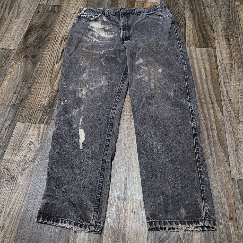 Vintage 90s Levi's 540 Jeans Men's 35x30 Relaxed Fit Black Bleach Stained